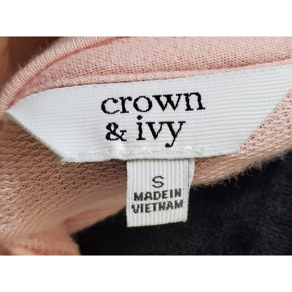 Crown & Ivy Womens Pink Cotton Long Sleeve Round Neck Top Blouse Size Small - Picture 7 of 10